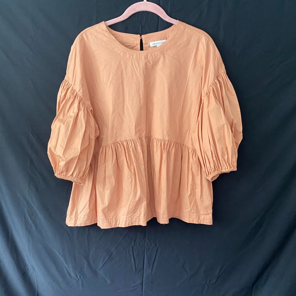 NWOT- Prologue 3/4 balloon sleeves blouse- Tan/Peach